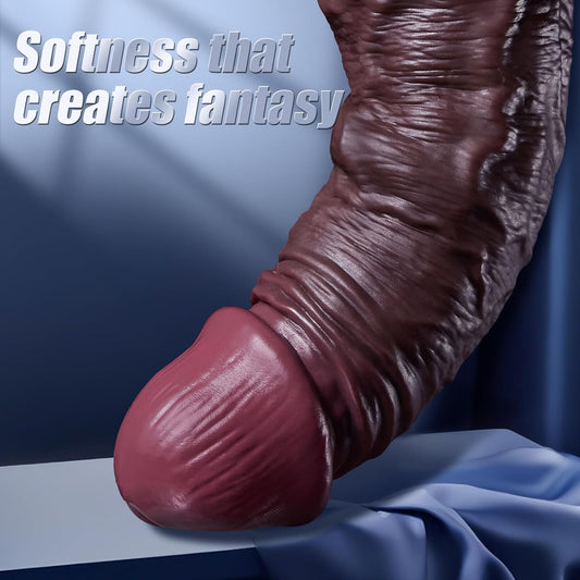 Realistic Black Dildo for Women – 8.5-Inch Soft Silicone with Moveable Skin, Sliding Balls, and Strong Suction Cup, Designed for G-Spot, Vaginal, and Anal Stimulation – a Sex Toy for Women and Couples