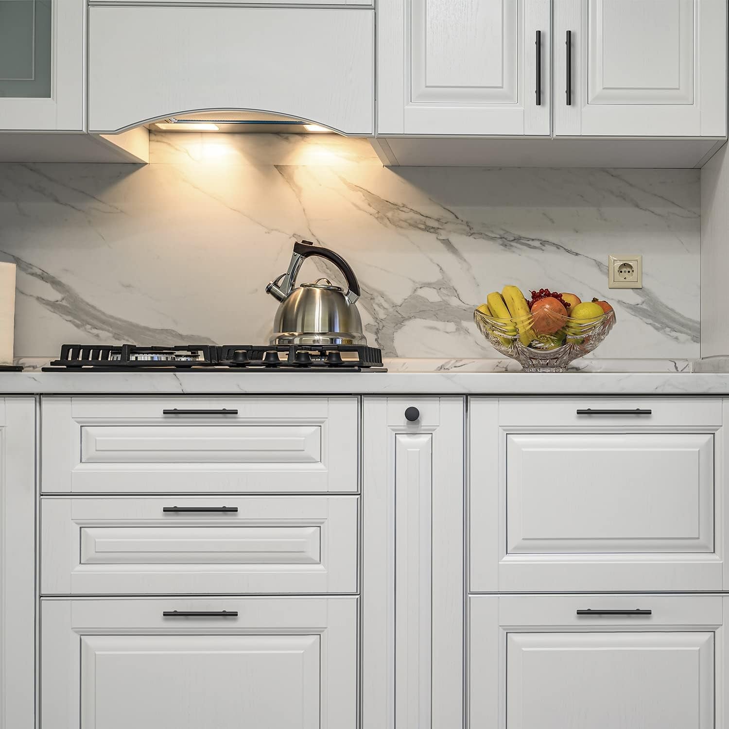 30 Pack 7.38'' Matte Black Cabinet Pulls Stainless Steel Cabinet Handles 7-3/8 Inch Length Matte Black Drawer Pulls 5 Inch Hole Center Kitchen Drawer Pulls