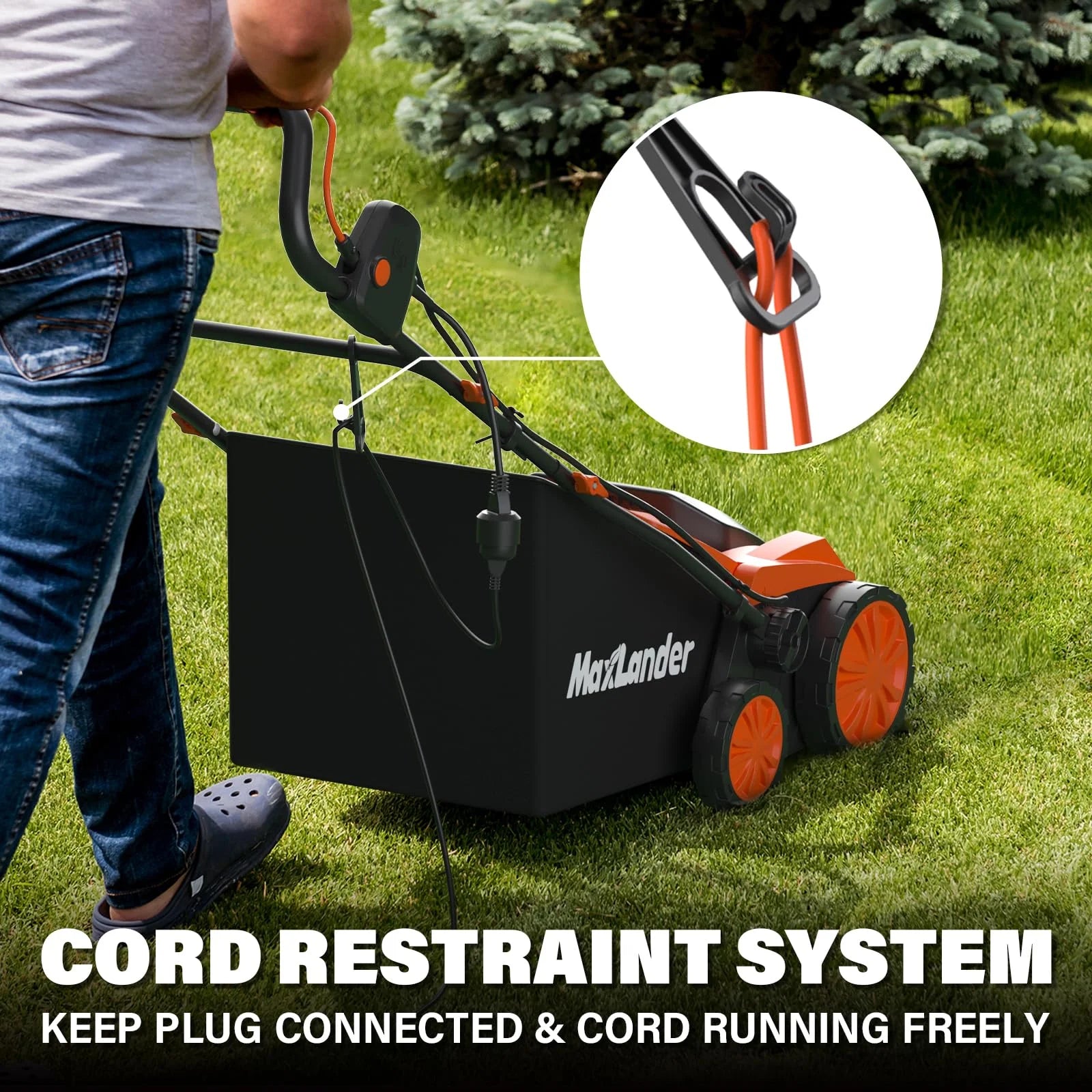 15” 13 Amp Electric Dethatcher and Scarifier, 2-In-1 Lawn Dethatcher with 5-Position Depth Adjustment, 45L Removable Collection Bag, Airboost Technology Increases Lawn Health