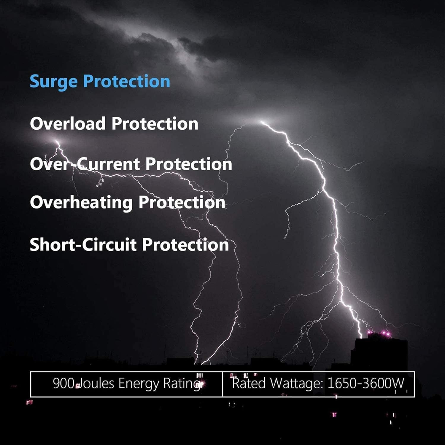 Flat Plug Long Extension Cord 10 Ft,  15A 14 AWG Power Strip Surge Protector with 6 Wide Outlets 4 USB Ports, Fireproof Desktop Charger for Phone Laptop Home Office Dorm Hotel Travel, White