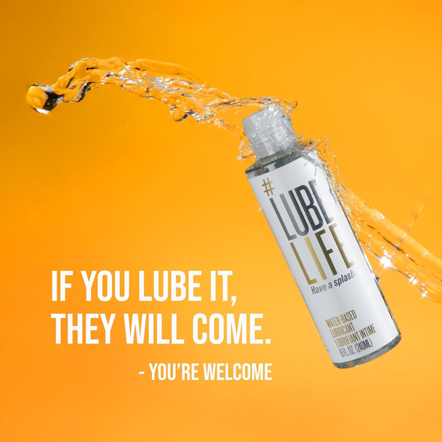 Lubelife Water-Based Lube – Personal Lubricant for Men, Women & Couples, Travel Size, Non-Staining, Easy Clean-Up, Toy-Safe, 8 Fl Oz