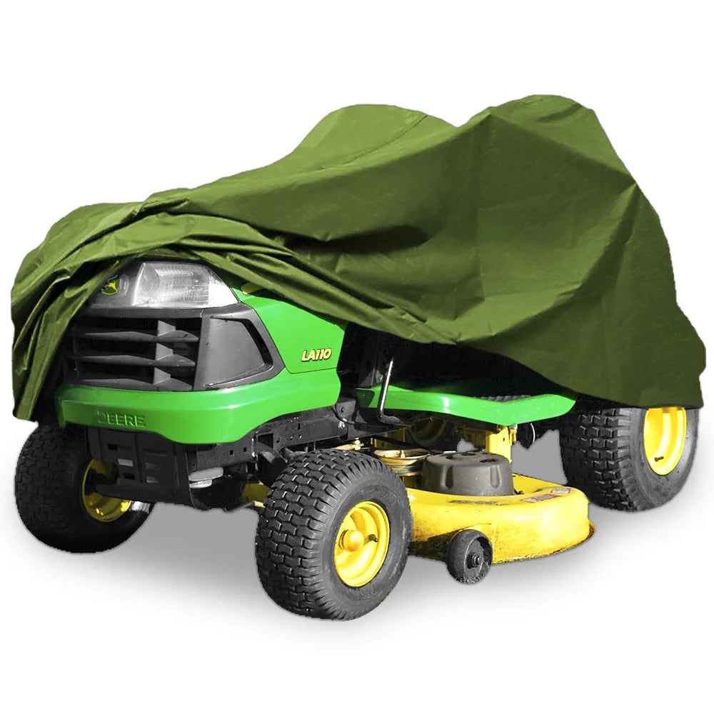 NEH Deluxe Riding Lawn Mower Tractor Cover Fits Decks up to 54" - Green - 190T Polyester Taffeta PA Coated Water and Sunray Resistant Storage Cover