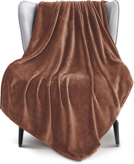 Extra Large Fleece Throw Blanket for Couch, Sofa, 300GSM Super Soft and Warm Blankets, Brown Throw All Season Use, Cozy, Plush, Lightweight, 50X70 Inches