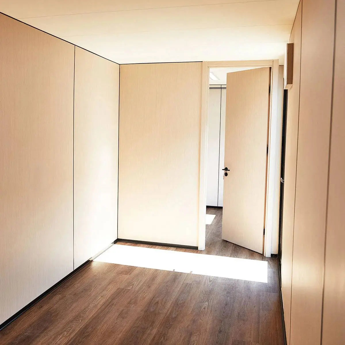 40’ Custom Built Steel Container Office, Insulated, PVC Flooring, Wood Grain Solid Wallboard, Horizontal Pivoting Windows, High-Density Foam Insulation, TMG-SCO40