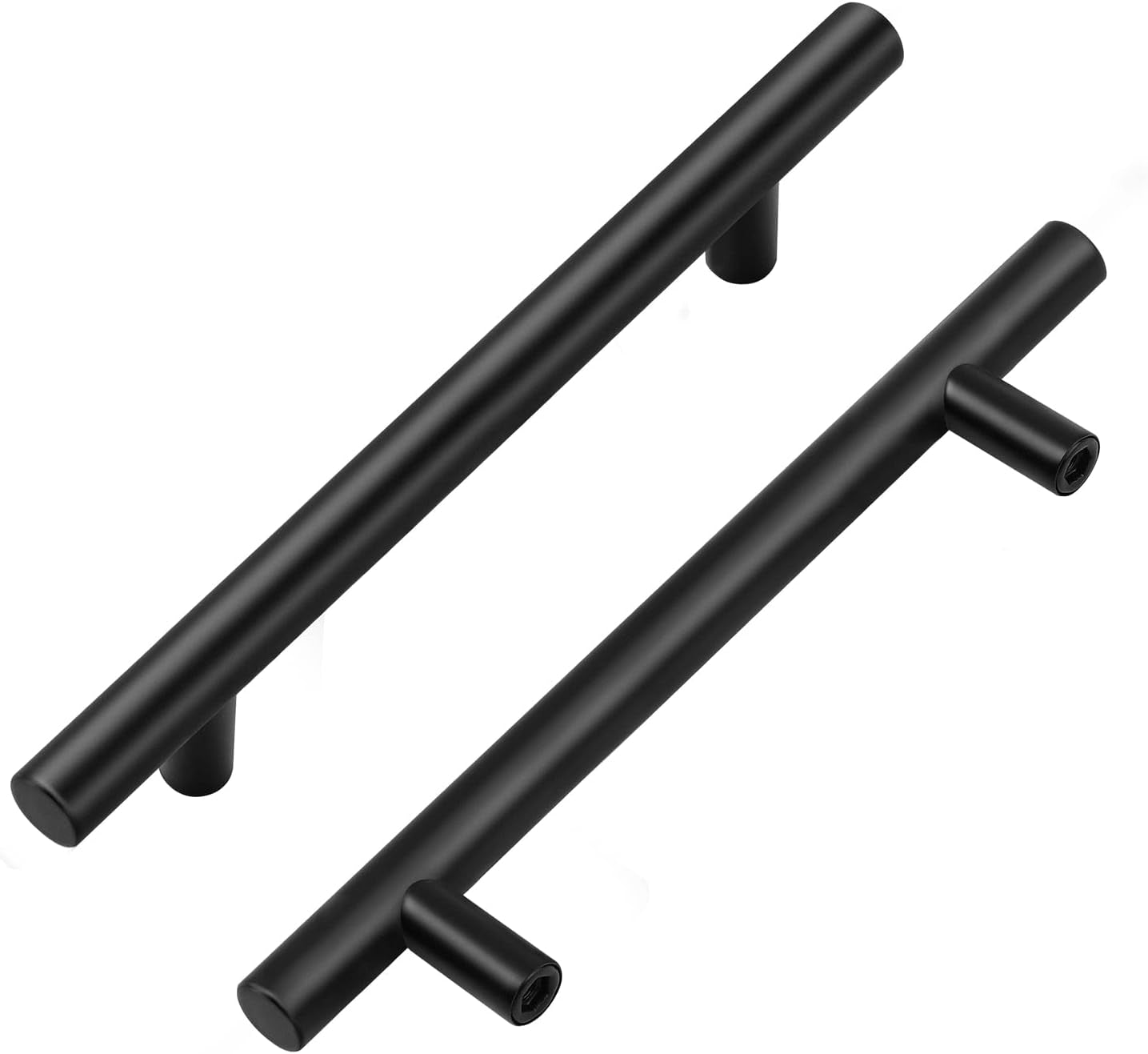 30 Pack 7.38'' Matte Black Cabinet Pulls Stainless Steel Cabinet Handles 7-3/8 Inch Length Matte Black Drawer Pulls 5 Inch Hole Center Kitchen Drawer Pulls