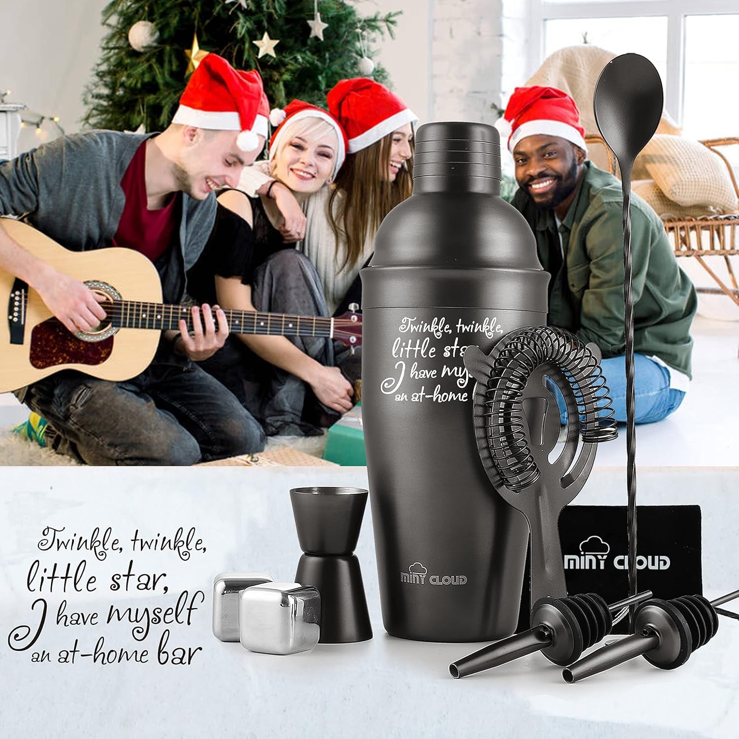 Bar Set Cocktail Shaker Set - Shakers Bartending Bar Tender'S Kit -Premium Cocktail Sets Gift with Funny&Cute Saying