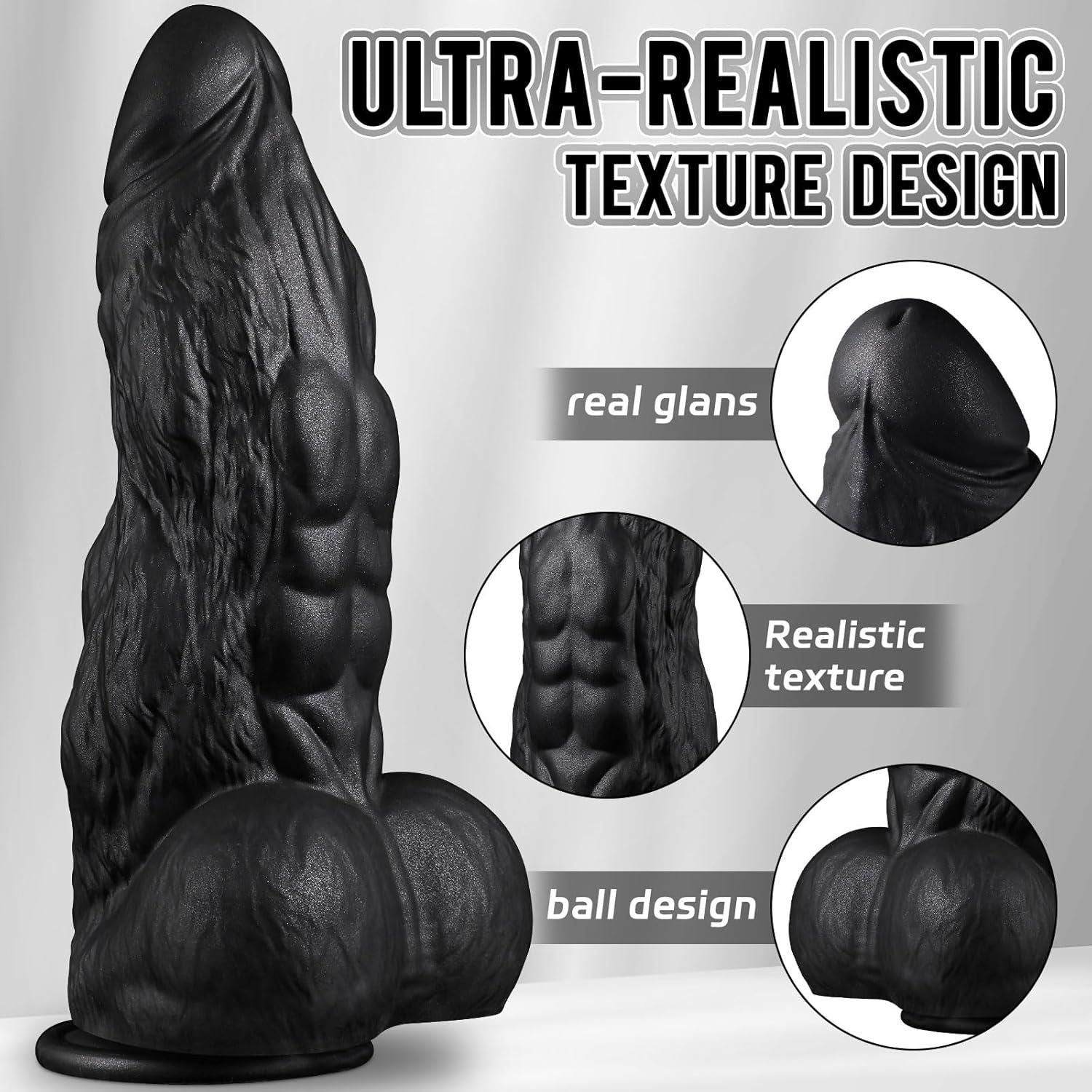 3 Inch Diameter BBC Huge Thick Dildo, 10 Inch Monster Big Black Dildos with Strong Suction Cup, Realistic Silicone Large Anal Dildos Adult Sex Toys for Gay Female Mastuabtion
