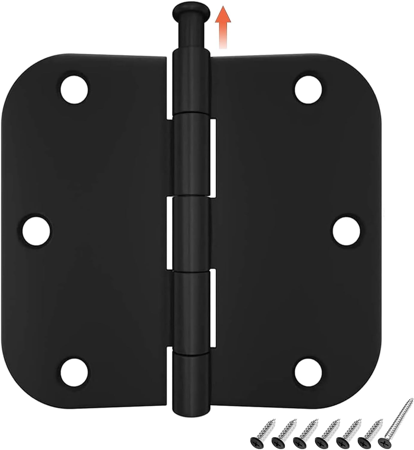 18 Pack Door Hinges Black Matte Interior Door Hinges 3.5 X 3.5 Inch Rounded with 5/8 Radius, Heavy Duty Hinges for Doors