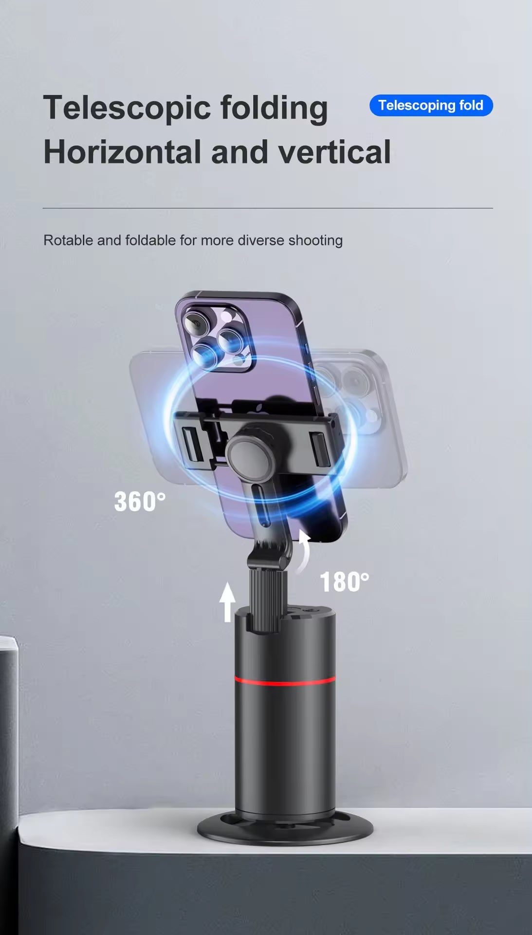 Innotech Sc Extendable Auto Face Tracking Tripod 360 Rotating Tripod, Both Auto or Manual Moving Control, Smart Cameraman Shooting for Video, Vlog, Live Stream