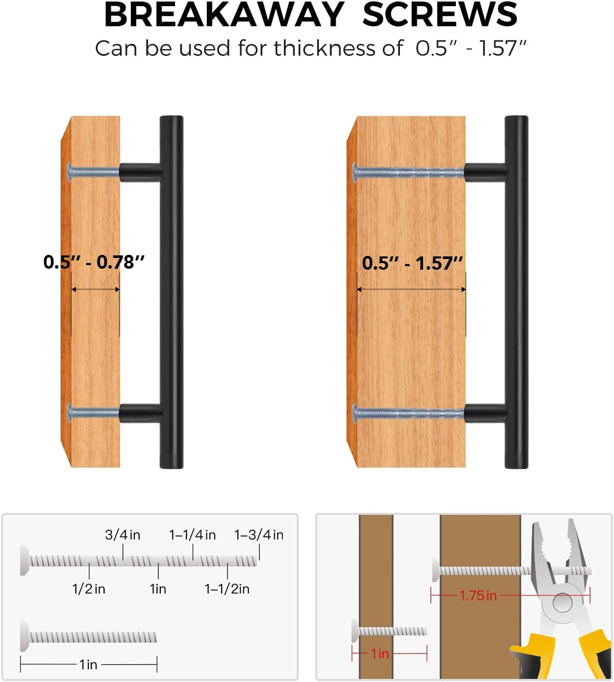 30 Pack 7.38'' Matte Black Cabinet Pulls Stainless Steel Cabinet Handles 7-3/8 Inch Length Matte Black Drawer Pulls 5 Inch Hole Center Kitchen Drawer Pulls