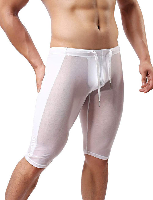 Men'S Fitness Mesh Shorts Yoga Capris See through Jammer Swimsuit Beachwear