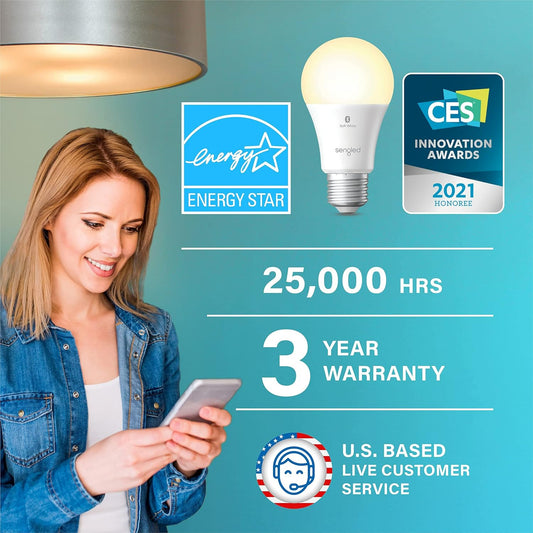 Alexa Light Bulb, Bluetooth Mesh Smart Light Bulbs, Smart Bulbs That Work with Alexa Only, Dimmable LED Bulb E26 A19, 60W Equivalent Soft White 800LM, Certified for Humans Device, 4 Pack