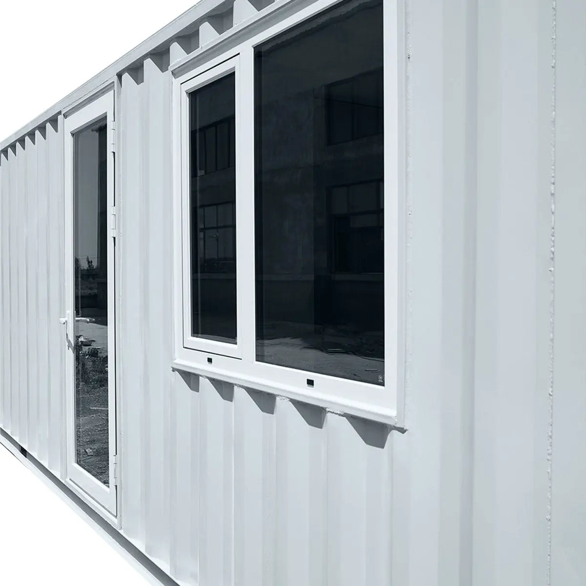 40’ Custom Built Steel Container Office, Insulated, PVC Flooring, Wood Grain Solid Wallboard, Horizontal Pivoting Windows, High-Density Foam Insulation, TMG-SCO40