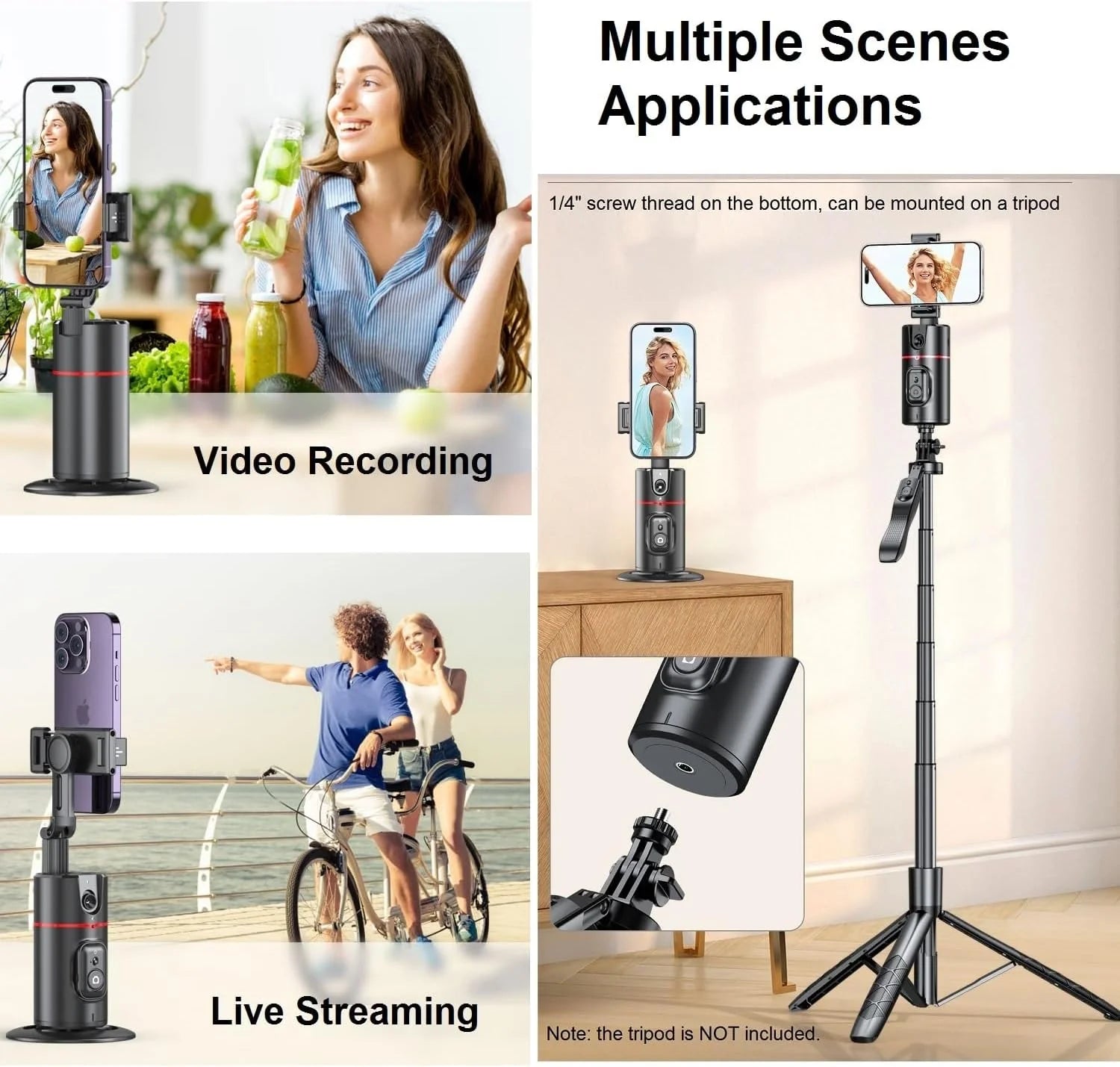 Innotech Sc Extendable Auto Face Tracking Tripod 360 Rotating Tripod, Both Auto or Manual Moving Control, Smart Cameraman Shooting for Video, Vlog, Live Stream