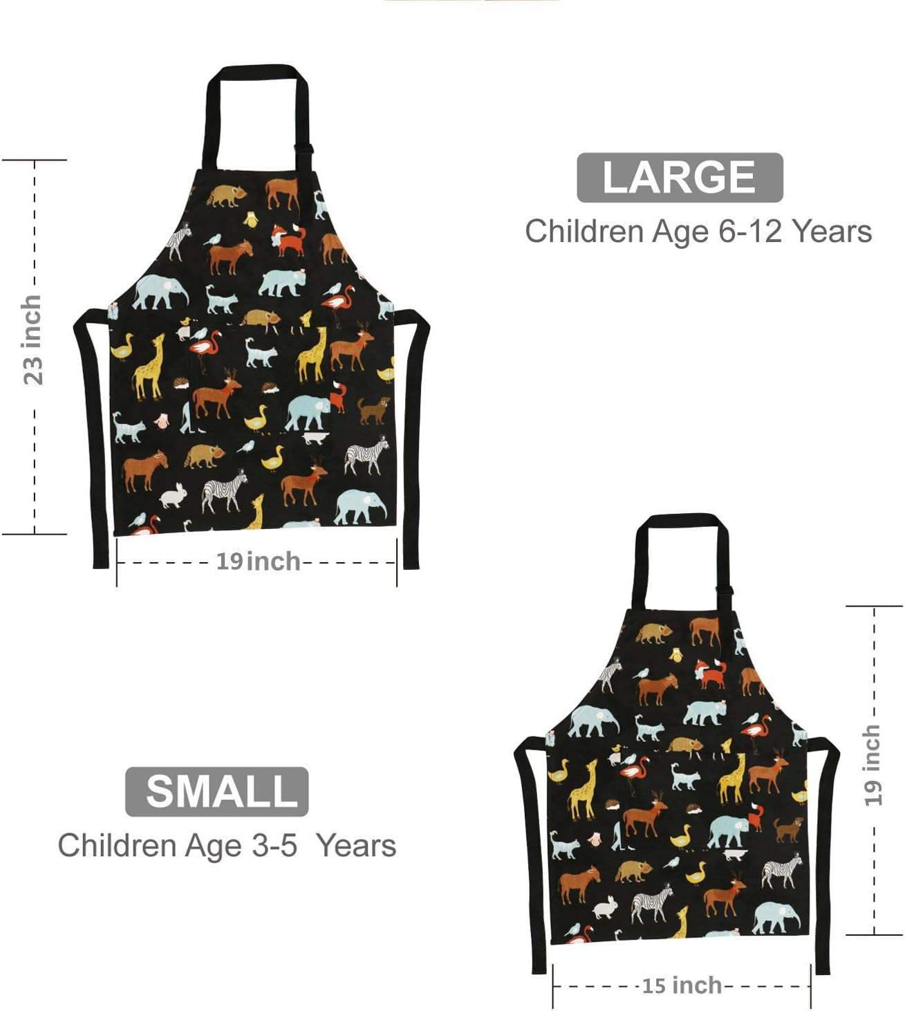 Kids Aprons, Cotton Children Aprons with Adjustable Neck Strap Child Chef Aprons