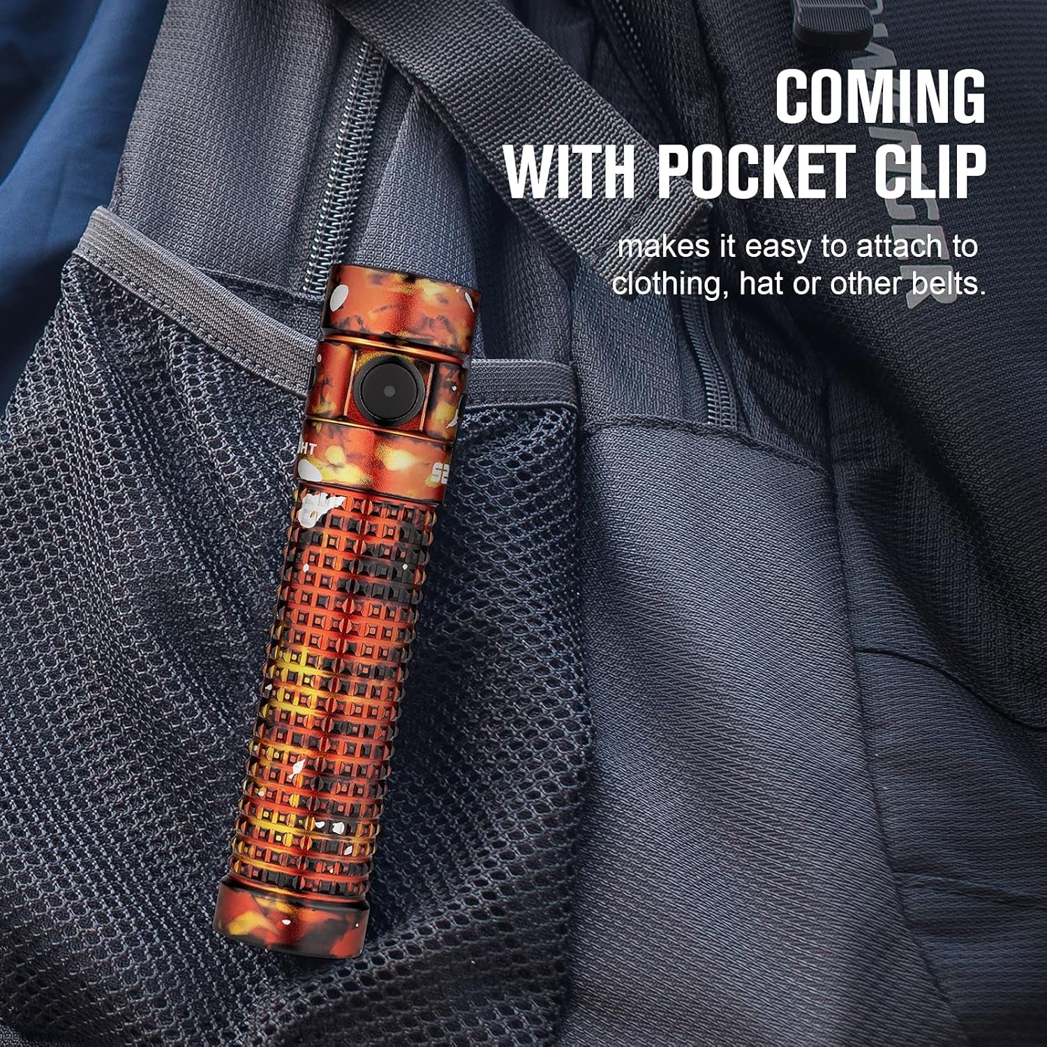 S2R II 1150 Lumens EDC Flashlight USB Magnetic Rechargeable Torch Light Equipped with Variable-Output Side Switch and Dual Direction Pocket Clip (Lava Camouflage)