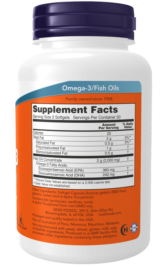 NOW Supplements - Omega-3 100 Softgels