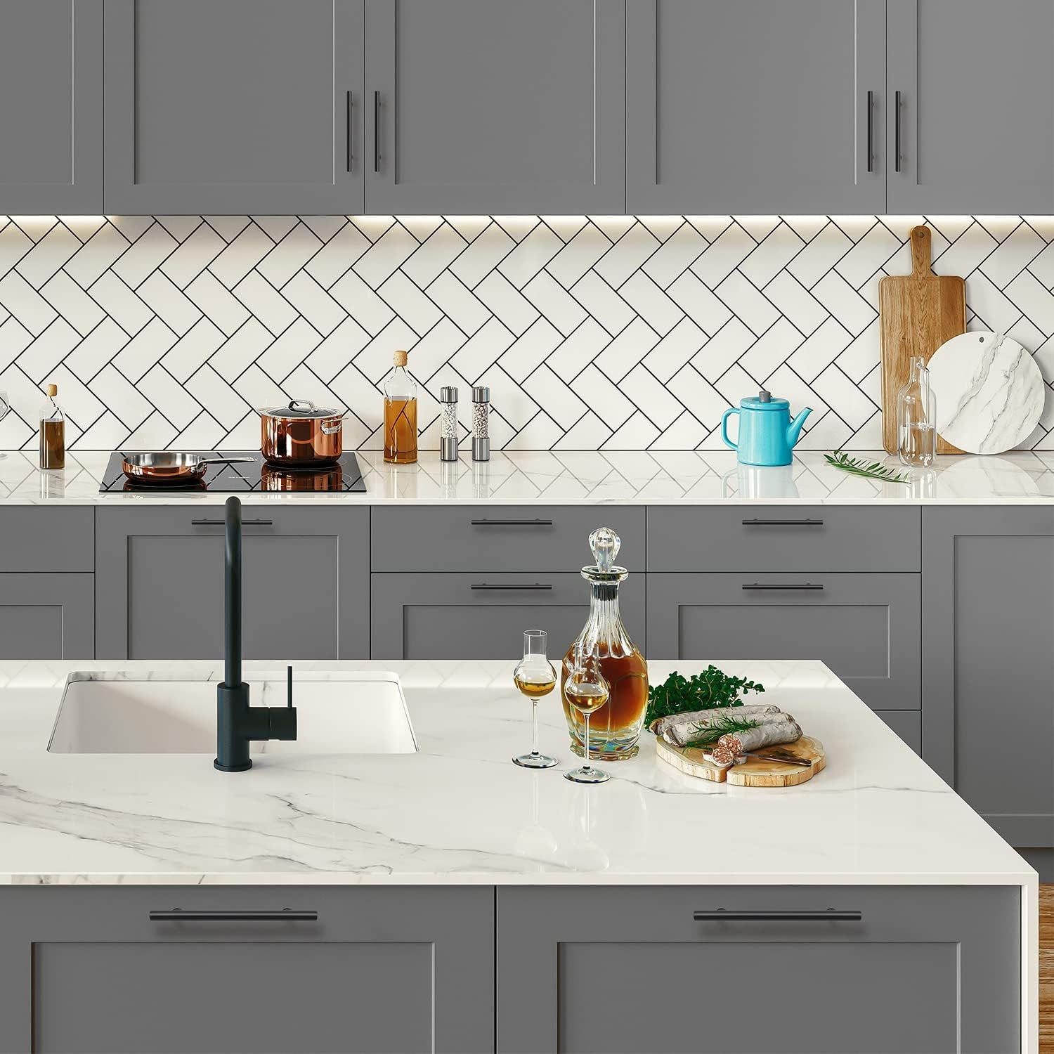 30 Pack 7.38'' Matte Black Cabinet Pulls Stainless Steel Cabinet Handles 7-3/8 Inch Length Matte Black Drawer Pulls 5 Inch Hole Center Kitchen Drawer Pulls