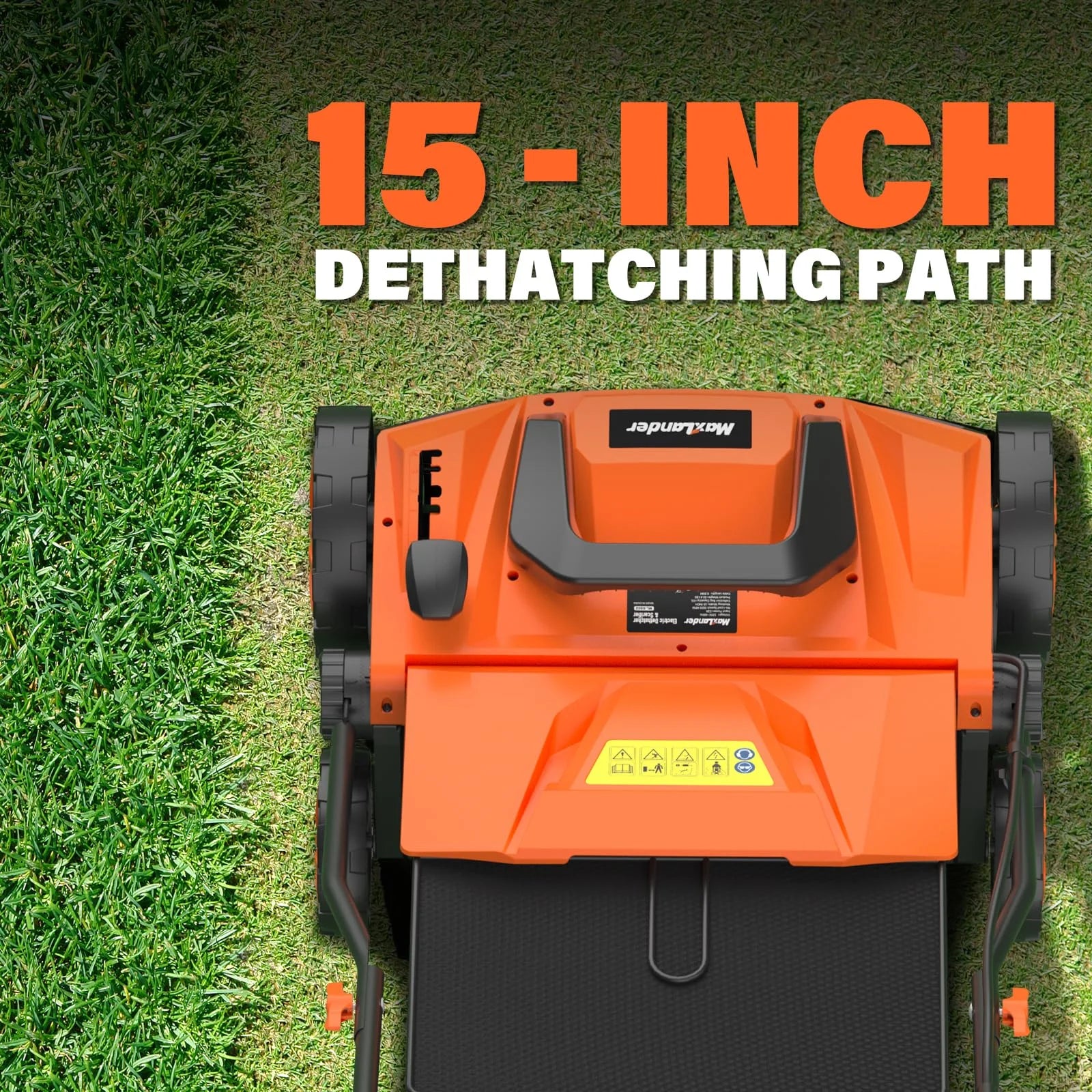 15” 13 Amp Electric Dethatcher and Scarifier, 2-In-1 Lawn Dethatcher with 5-Position Depth Adjustment, 45L Removable Collection Bag, Airboost Technology Increases Lawn Health