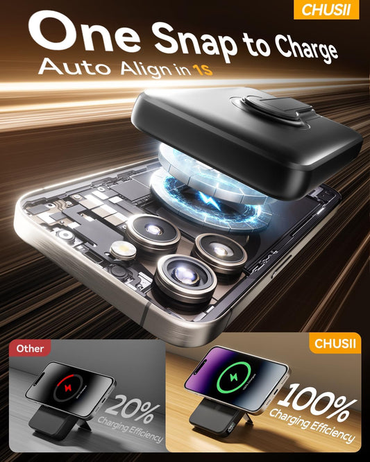 For Magsafe Portable Charger, 12000Mah Wireless Magnetic Power Bank with Stand and PD 20W Fast Charging, for Magsafe Battery Pack Compatible with Iphone 16/15/14/13/12 Series,Travel Camping Essential