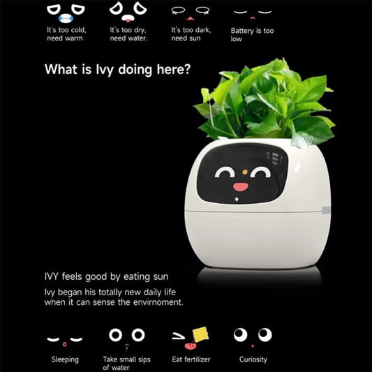 Tool Smart Flowerpots,Smart Pet Planter,Ai Planter,Intelligent Flowerpots,Multiple Expressions,7 Smart Sensors