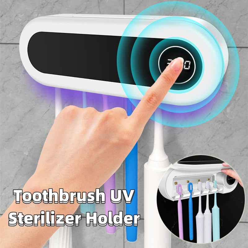 Wall Mounted Toothbrush Holder Smart Toothbrush UV Sterilizer Holder Toothpaste Dispenser Squeezer for Bathroom Accessories