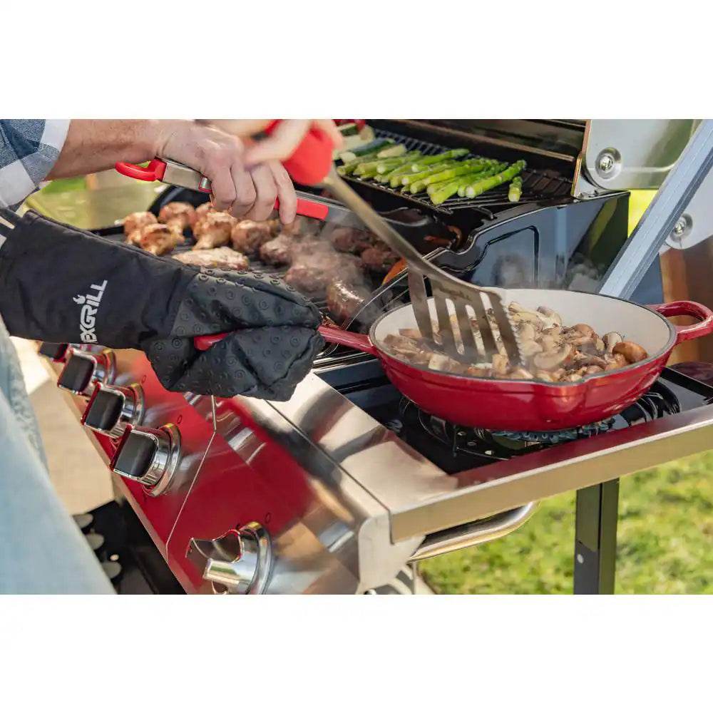 5-Burner Propane Gas Grill in Stainless Steel with Side Burner and Condiment Rack