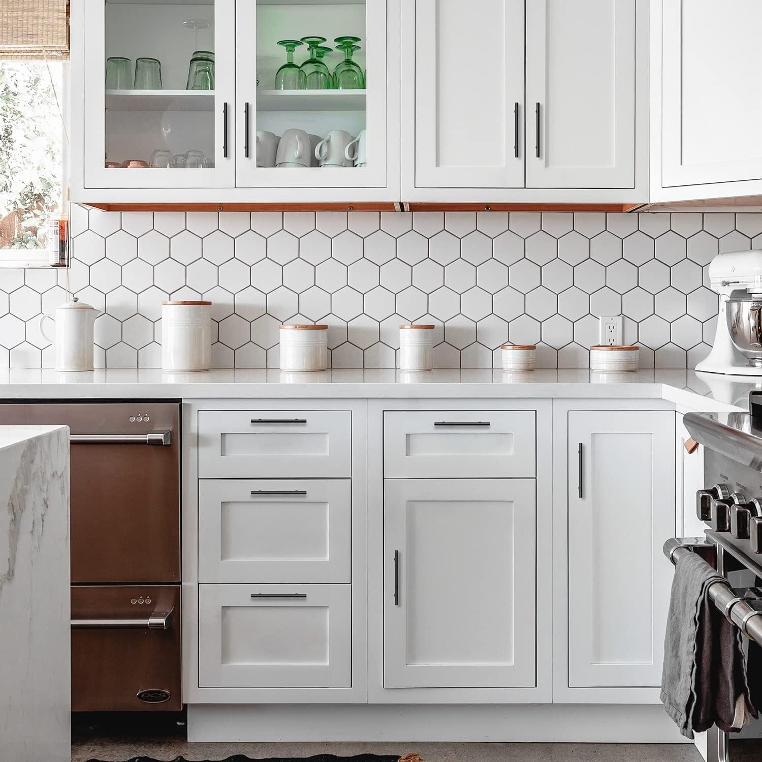 30 Pack 7.38'' Matte Black Cabinet Pulls Stainless Steel Cabinet Handles 7-3/8 Inch Length Matte Black Drawer Pulls 5 Inch Hole Center Kitchen Drawer Pulls