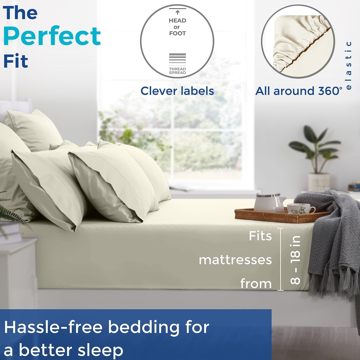 Pure Egyptian King Size Cotton Bed Sheets Set (King, 1000 Thread Count) Sand Bedding Pillow Cases (4 Pc) Egyptian Cotton Sheets King Size Bed- Sateen Sheets - 16 in Deep Pocket King Sheets