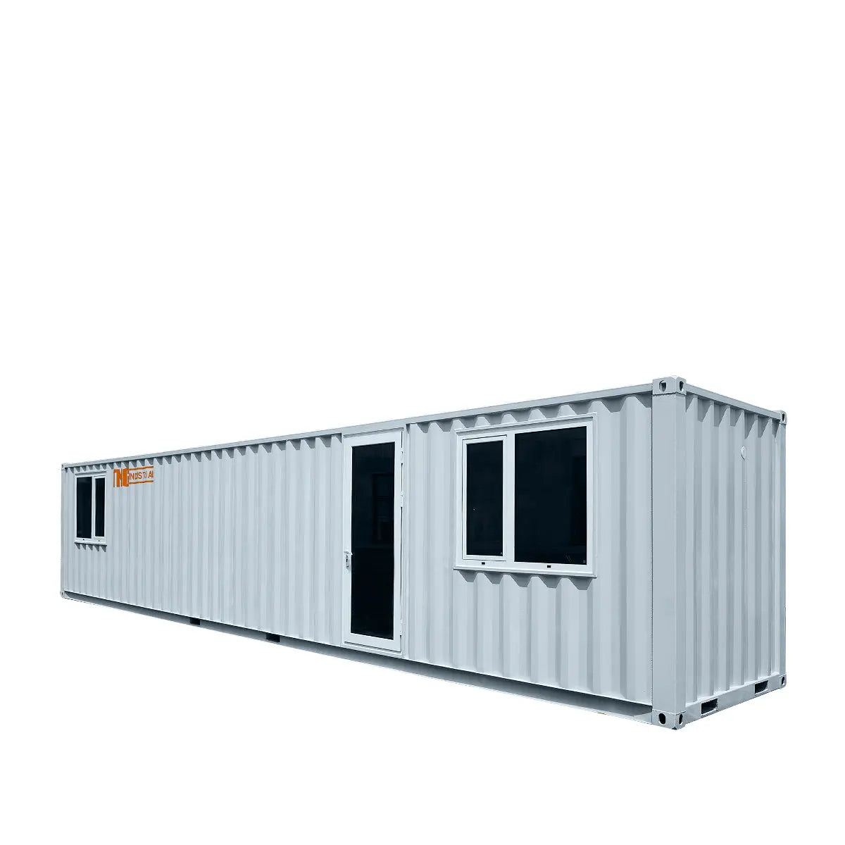 40’ Custom Built Steel Container Office, Insulated, PVC Flooring, Wood Grain Solid Wallboard, Horizontal Pivoting Windows, High-Density Foam Insulation, TMG-SCO40
