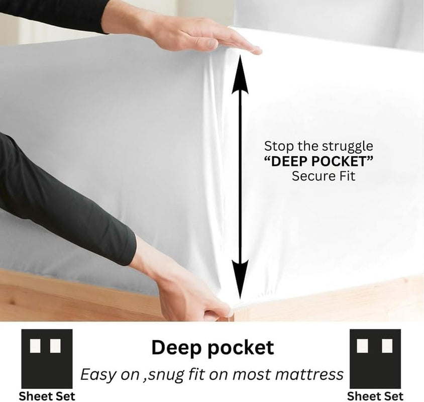 Split King Bed Sheets 5 Pieces 100% Egyptian Cotton Sheets for Split King Adjustable Bed 16 Inch Deep Pocket Split King Sheets Sets for Adjustable Beds White Solid