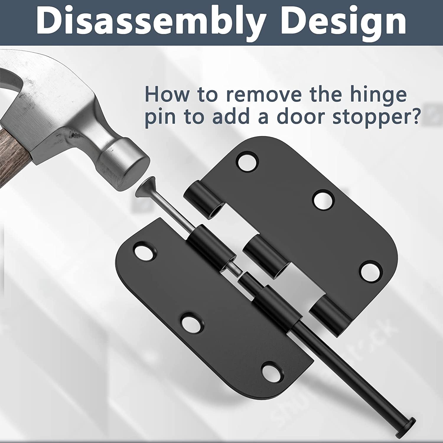 18 Pack Door Hinges Black Matte Interior Door Hinges 3.5 X 3.5 Inch Rounded with 5/8 Radius, Heavy Duty Hinges for Doors