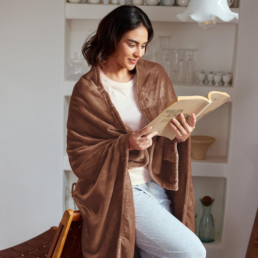 Extra Large Fleece Throw Blanket for Couch, Sofa, 300GSM Super Soft and Warm Blankets, Brown Throw All Season Use, Cozy, Plush, Lightweight, 50X70 Inches