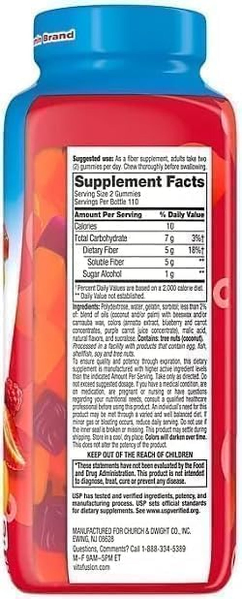 Fiber Well Gummies, Sugar Free, Peach, Raspberry & Blackberry Flavors, 220 Count, Pack of 1