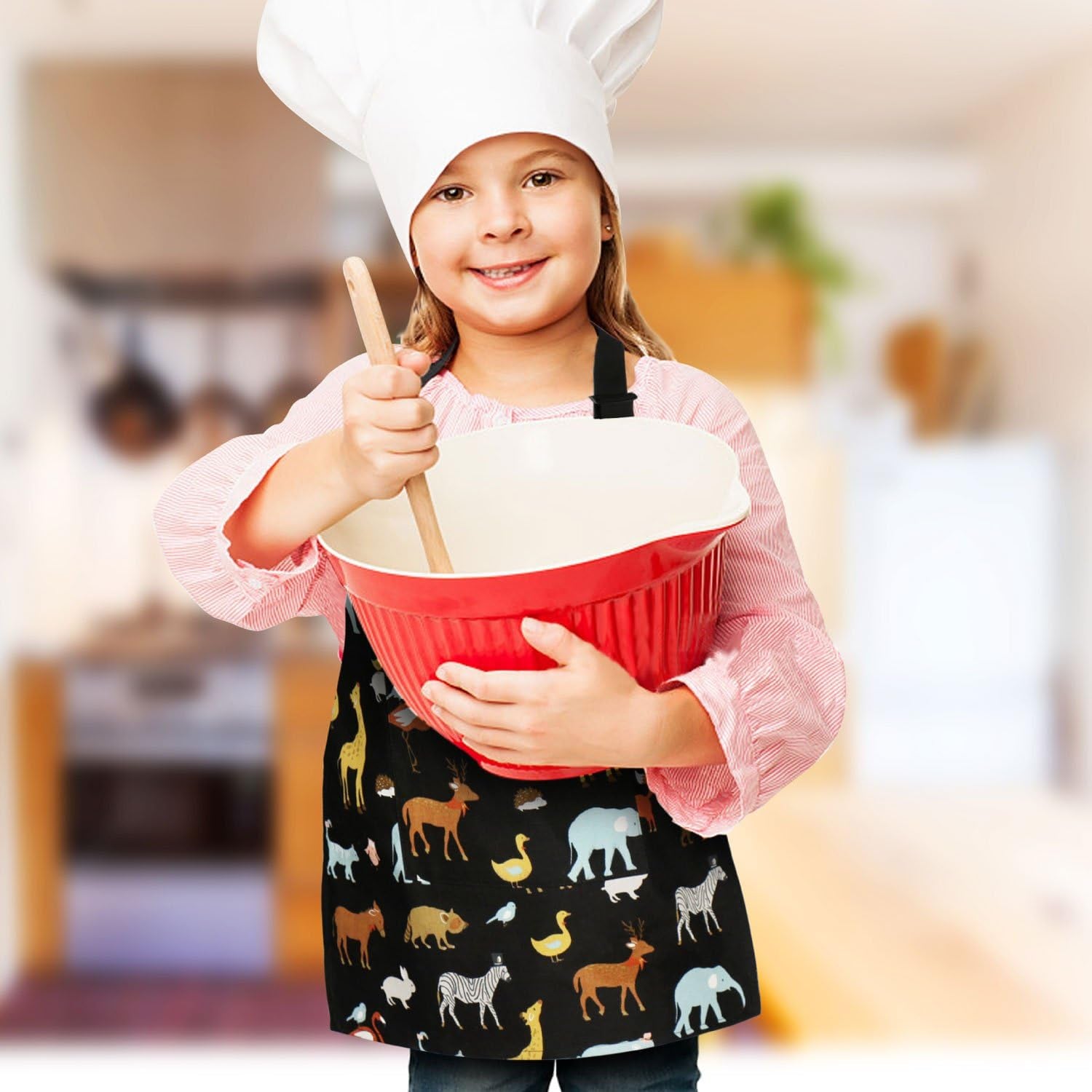 Kids Aprons, Cotton Children Aprons with Adjustable Neck Strap Child Chef Aprons