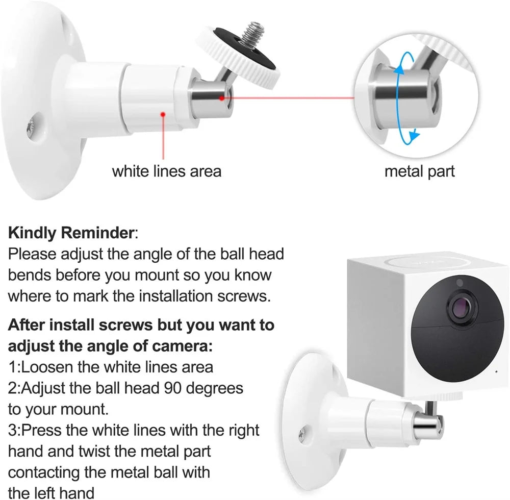 Wall Mount for Wyze Cam Pan and V3, 360° Swivel & 90° Tilt, Black, 2 Pack