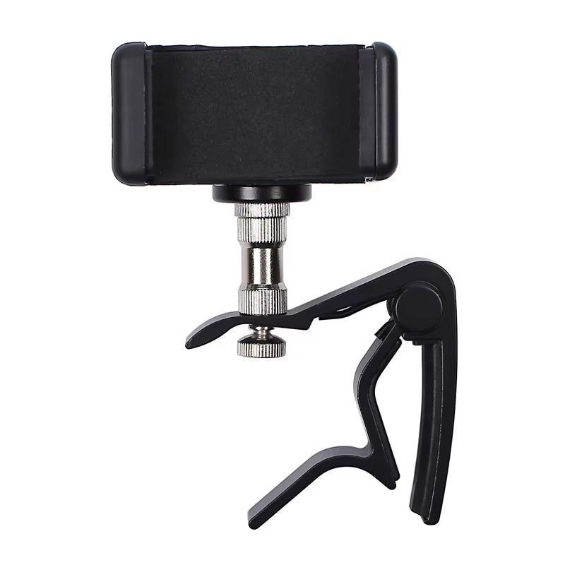 Guitar Mobile Phone Holder Capo Music Score Clip Stand Guitar 2 in 1 Support Bracket for Bass Folk/Electric Guitar