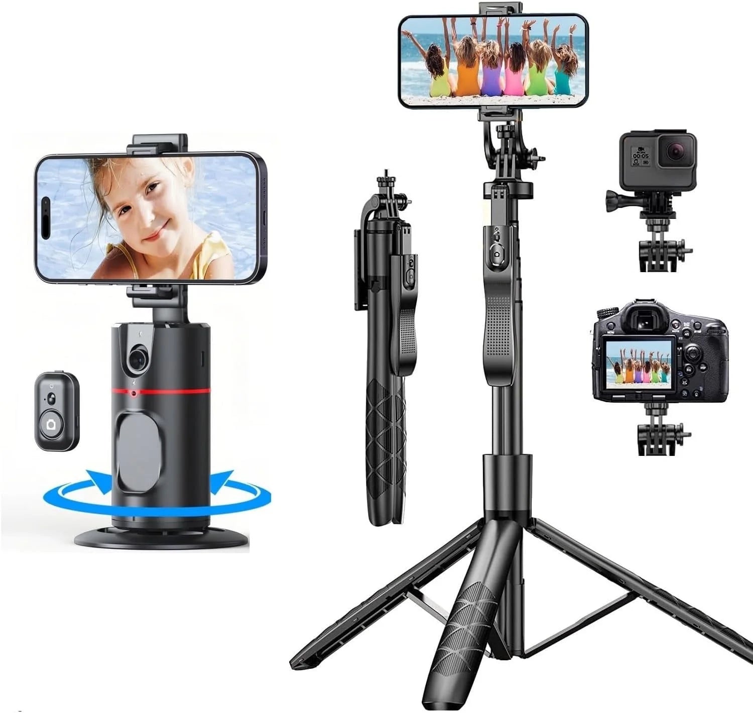 Innotech Sc Extendable Auto Face Tracking Tripod 360 Rotating Tripod, Both Auto or Manual Moving Control, Smart Cameraman Shooting for Video, Vlog, Live Stream