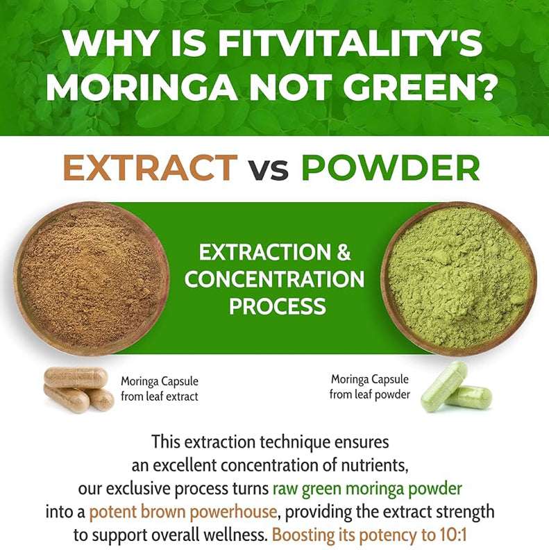 Moringa Oleifera Organic Leaf Extract 10,000Mg Serving 100% Pure Capsules 60 CT