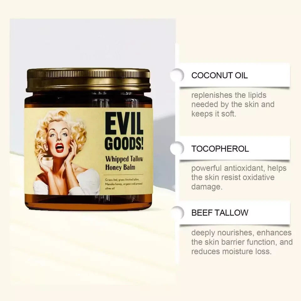 Evil Goods Whipped Beef Tallow + Manuka Honey Balm Moisturizer 4 Oz