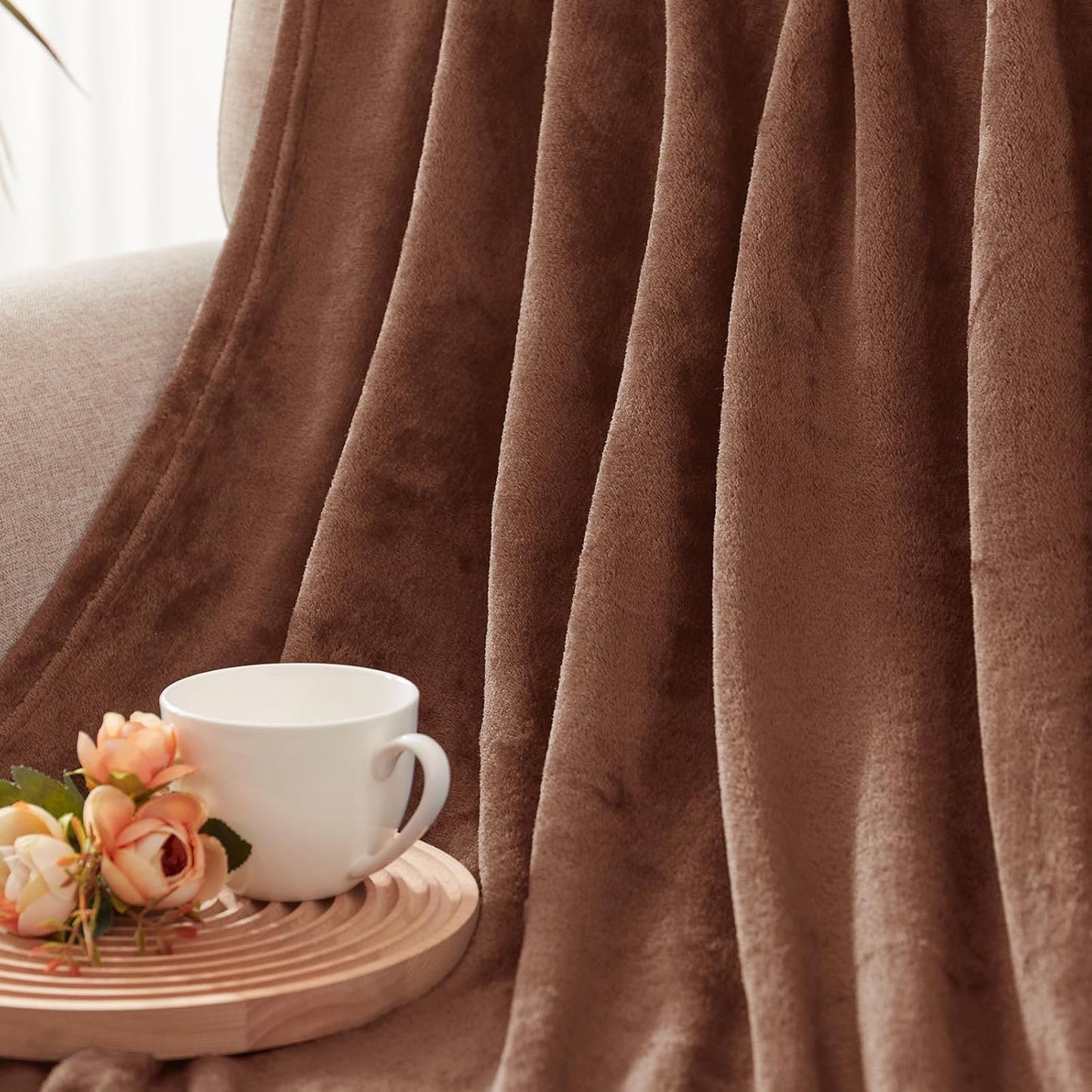 Extra Large Fleece Throw Blanket for Couch, Sofa, 300GSM Super Soft and Warm Blankets, Brown Throw All Season Use, Cozy, Plush, Lightweight, 50X70 Inches