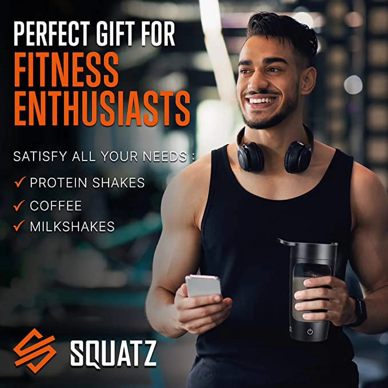 22Oz Electric Shaker Bottle Automatic Blending Flask for Protein Usb-Rechargeable (Black)