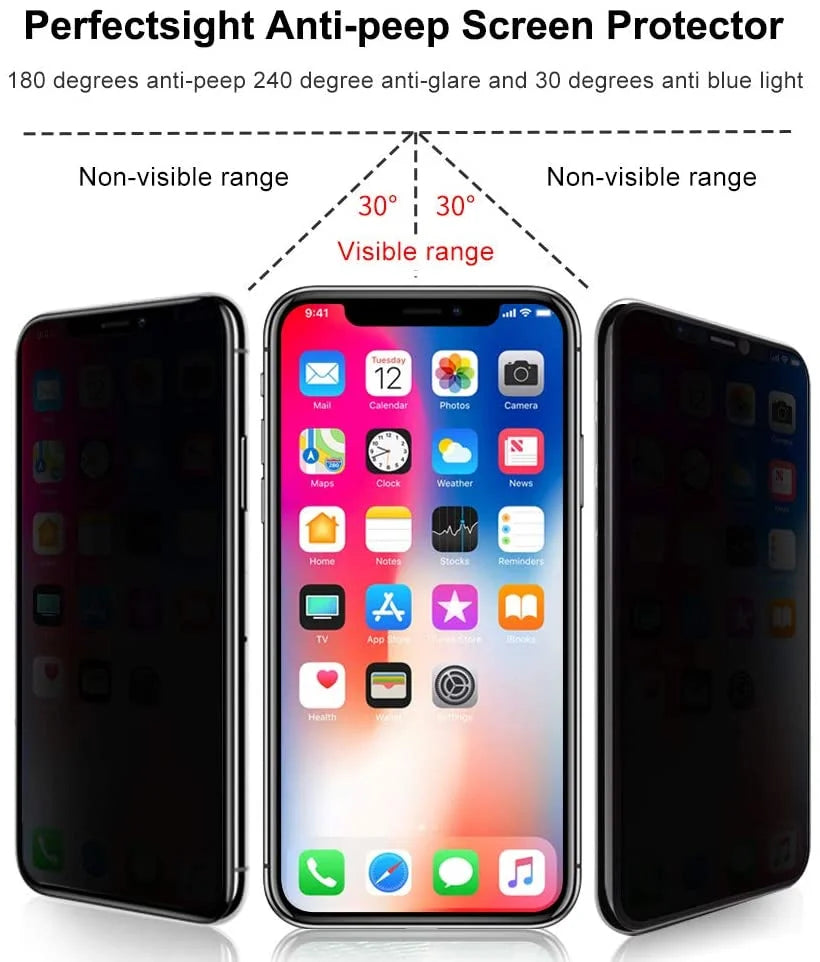 Privacy Screen Tempered Glass Protector for Iphone 11 Pro and Iphone Xs/X, Anti-Spy Tempered Glass Film, 3-Pack