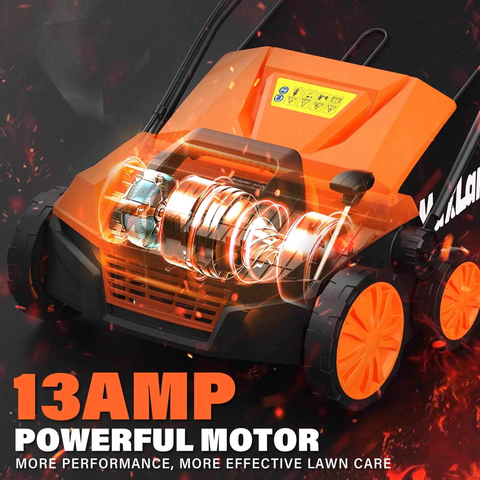 15” 13 Amp Electric Dethatcher and Scarifier, 2-In-1 Lawn Dethatcher with 5-Position Depth Adjustment, 45L Removable Collection Bag, Airboost Technology Increases Lawn Health