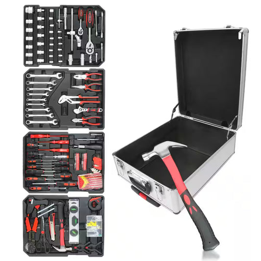 899-Piece Home Repair Tool Set Tool Box Storage Box with 4-Drawers in Silver