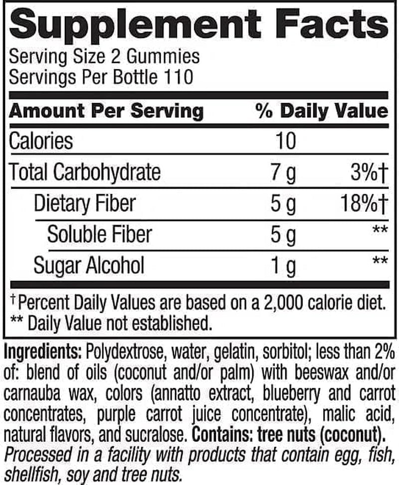 Fiber Well Gummies, Sugar Free, Peach, Raspberry & Blackberry Flavors, 220 Count, Pack of 1