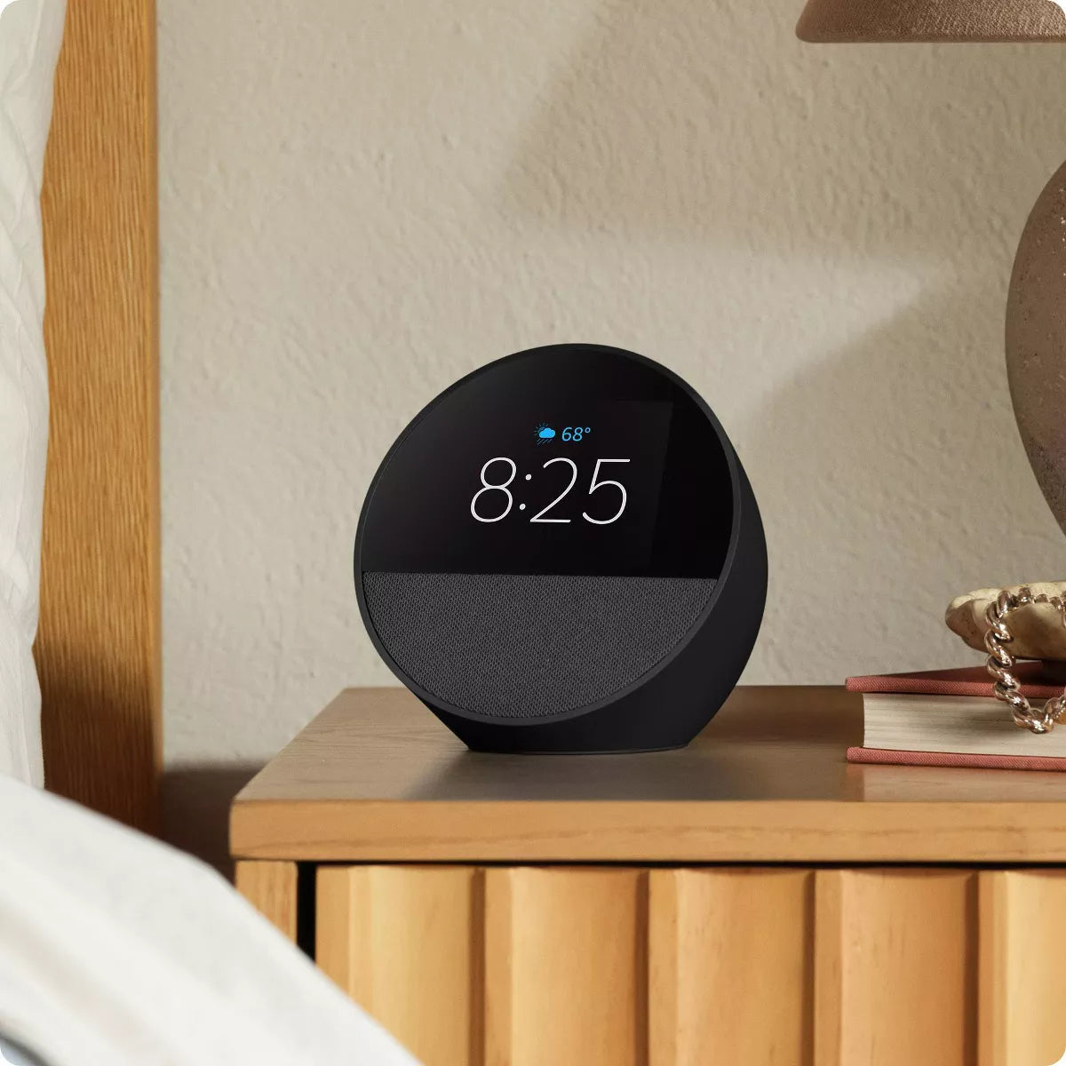 Amazon Echo Spot, Smart Alarm Clock with Vibrant Sound and Alexa (2024 Release)