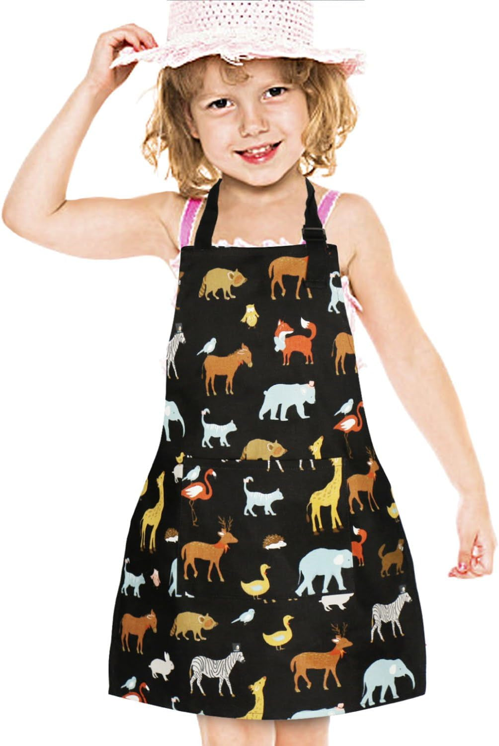 Kids Aprons, Cotton Children Aprons with Adjustable Neck Strap Child Chef Aprons