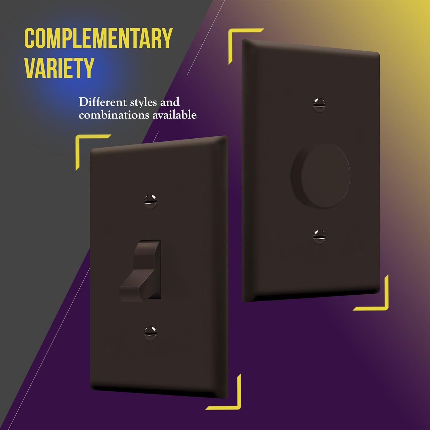 Toggle Light Switch Wall Plate, Gloss Finish, Standard Size 1-Gang 4.50" X 2.76", Unbreakable Polycarbonate Thermoplastic, 8811-BR-10PCS, Brown (10 Pack)