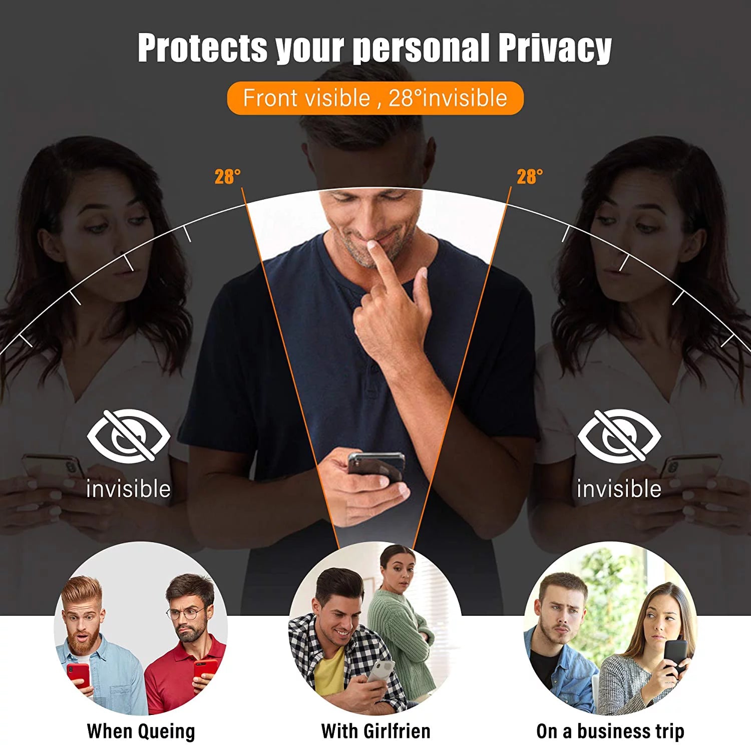 Privacy Screen Tempered Glass Protector for Iphone 11 Pro and Iphone Xs/X, Anti-Spy Tempered Glass Film, 3-Pack